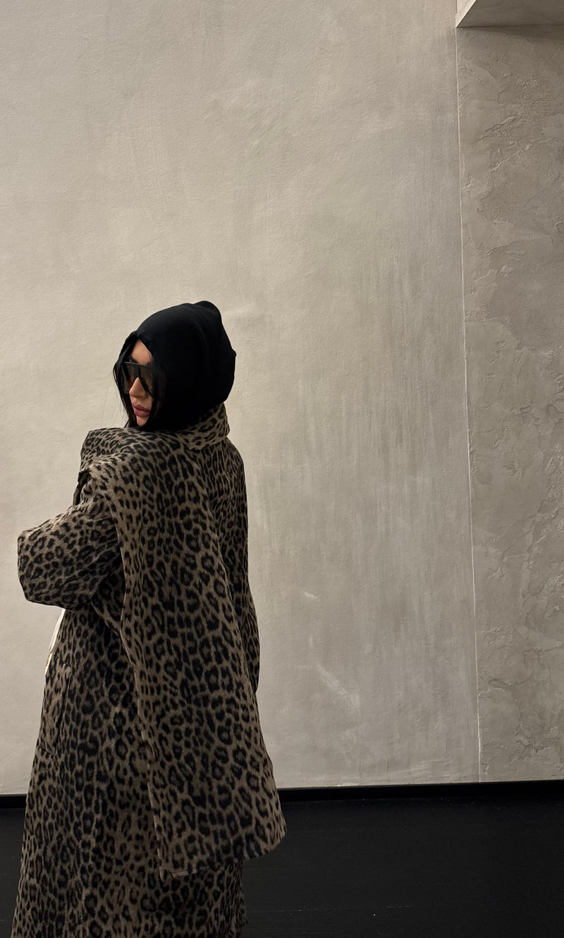 Maxi cappotto animalier scarf