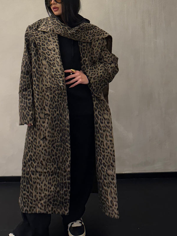 Maxi cappotto animalier scarf