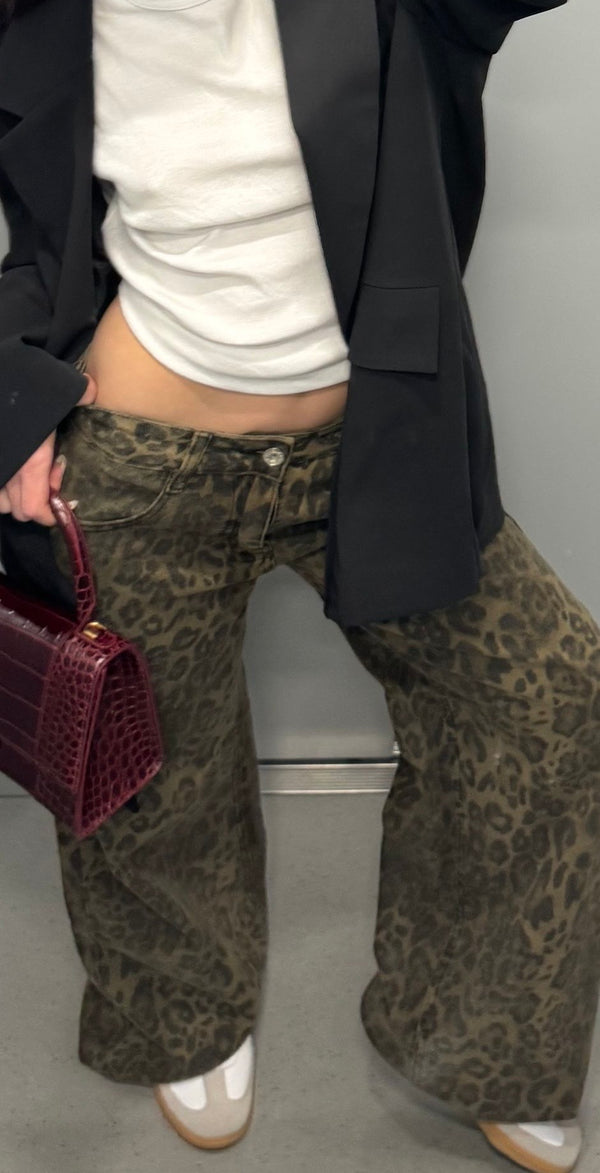 Leopard print jeans